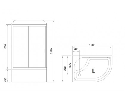 Душевая кабина Royal Bath RB 8120BK6-BT-CH 120х80 см, с прозрачными стеклами, левосторонняя