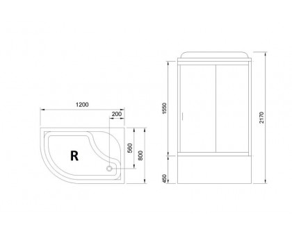 Душевая кабина Royal Bath RB 8120BK5-BT 120х80 см, с прозрачными стеклами, правосторонняя