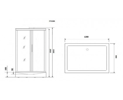 Душевая кабина Niagara Lux NG-7711WBK 120х90 см серебро