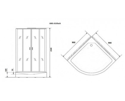Душевая кабина Niagara Premium NG-6901-01 BLACK 90х90 см