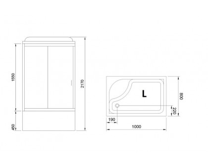 Душевая кабина Royal Bath RB 8100BP3-WT 100х80 см, с прозрачными стеклами , левосторонняя