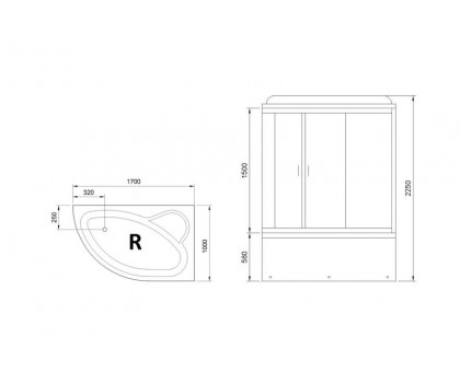 Душевая кабина Royal Bath RB 170ALP-T-CH 170х100 см, с прозрачными стеклами, правосторонняя