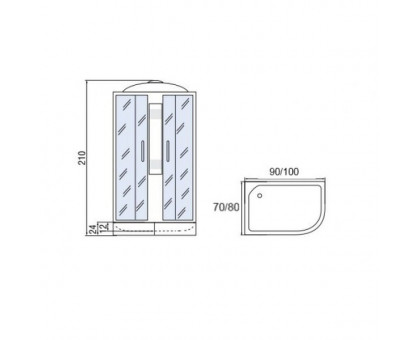 Душевая кабина Мономах 100/80/24 МЗ L 100х80х210, асимметричная