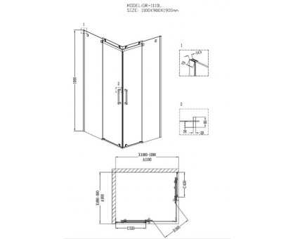 Душевой уголок Grossman GR-1110L 110х90