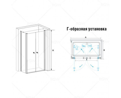 Душевой уголок RGW PA-37 (PA-04 + Z-050-1 + держатель) 100x100, прозрачное стекло