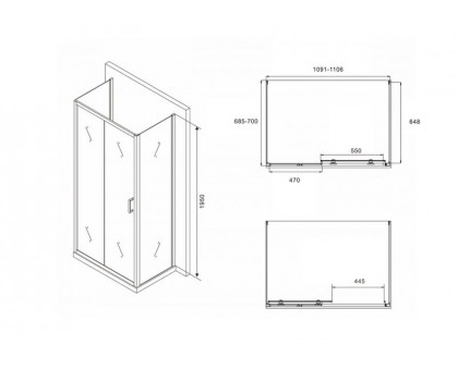 Душевой уголок ABBER Schwarzer Diamant AG30110B-S70B-S70B