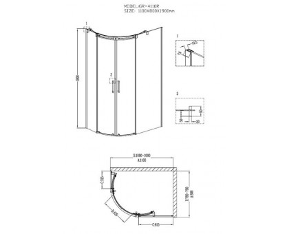 Душевой уголок Grossman GR-4110R 110х80