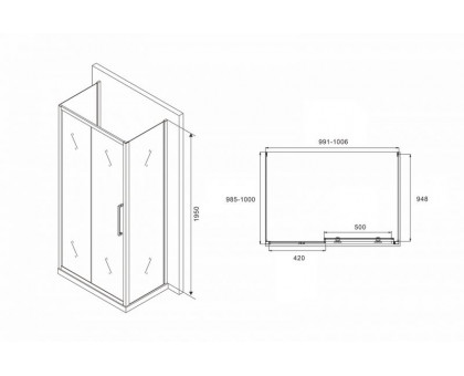 Душевой уголок ABBER Schwarzer Diamant AG30100H-S100-S100