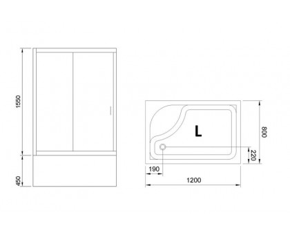 Душевой уголок Royal Bath RB 8120BP-T 120х80 см, с прозрачными стеклами, левосторонний